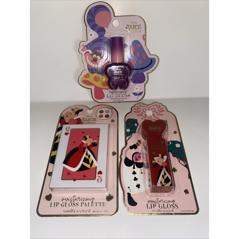 Disney Alice in Wonderland Lip Moisturizing & Gloss Lot Of 3